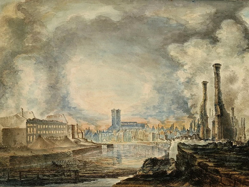 1784-Gustaf Wilhelm Finnberg - Immagine del centro di Turku nel 1827 dopo il grande incendio che distrusse quasi l'intera città.